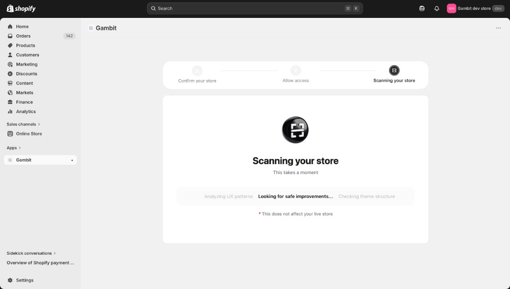 Gambit - Store Advisor dashboard